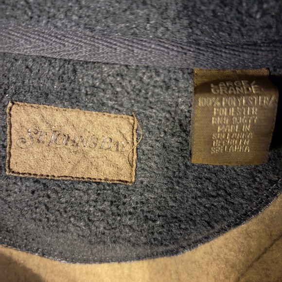 Men's large St. John's Bay long sleeve quarter zip brown fleece winter top - Picture 4 of 4